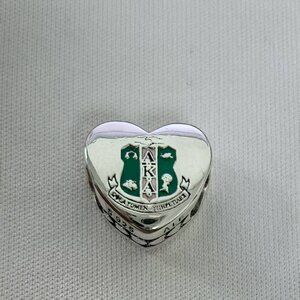Pandora Alpha Kappa Alpha Flag Heart Bead Charm Pendant, S925 Silver Jewelry